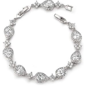 Lux Zircon wedding Silver color Teardrop Bracelet